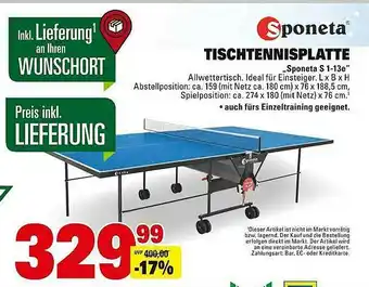 Marktkauf Sponeta Tischtennisplatte Angebot