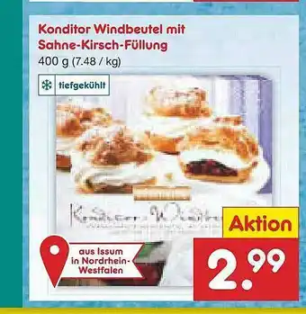 Netto Marken-Discount Konditor Windbeutel Mit Sahne-kirsch-füllung Angebot