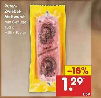 Netto Marken-Discount Puten-zwiebel-mettwurst Angebot