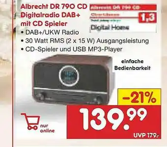 Netto Marken-Discount Albrecht Dr790cd Digitalradio Dab+ Mit Cd Spieler Angebot