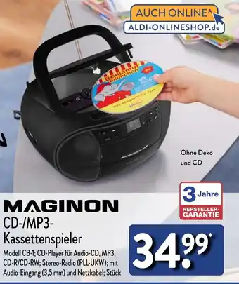 Aldi Nord MAGINON CD-/MP3- Kassettenspieler Angebot