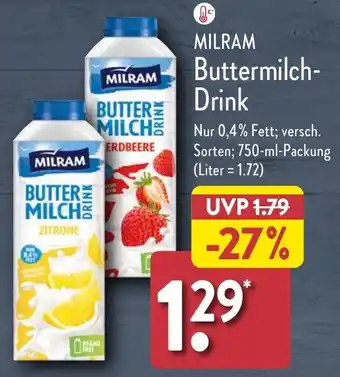 Aldi Nord MILRAM Buttermilch- Drink 750 ml Packung Angebot