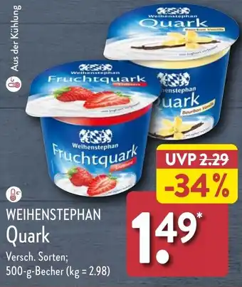Aldi Nord WEIHENSTEPHAN Quark 500 g Becher Angebot