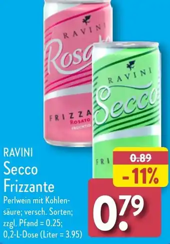 Aldi Nord RAVINI Secco Frizzante 0,2 L Dose Angebot