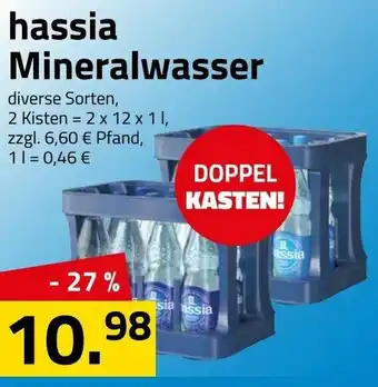 Logo Getränkemarkt Hassia Mineralwasser 2x12x1L Angebot