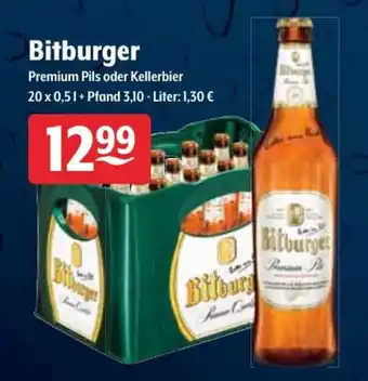 Getränke Hoffmann Bitburger Pils oder Kellerbier 20x0,5L Angebot