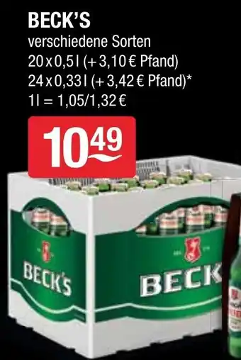 Getränke Hoffmann Beck's 20 x 0,5/24 x 0,33L Angebot