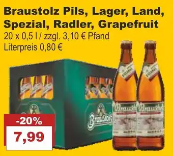 Bilgro Braustolz Pils, Lager, Land, Spezial, Radler, Grapefruit 20x0,5L Angebot