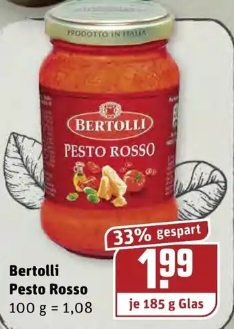 REWE Bertolli Pesto Rosso 185g Glas Angebot