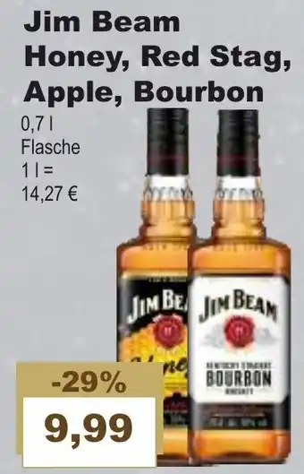 Bilgro Jim Beam Honey, Red Stag, Apple oder Bourbon 0,7L Angebot