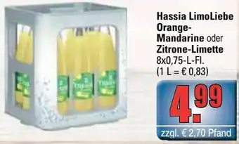 alldrink Hassia LimoLiebe Orange Mandarine oder Zitrone Limette 8x0,75L Angebot