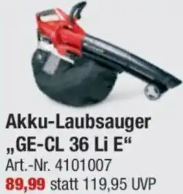 toom Baumarkt Einhell Akku-Laubsauger ,,GE-CL 36 Li E" Angebot