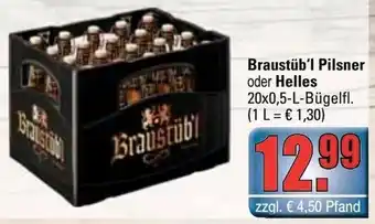 alldrink Braustüb'l Pilsner oder Helles 20x0,5L Angebot