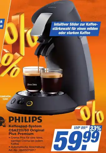 Expert Technomarkt Senseo PHILIPS Kaffeepad-System CSA220/60 Original Plus Premium Angebot