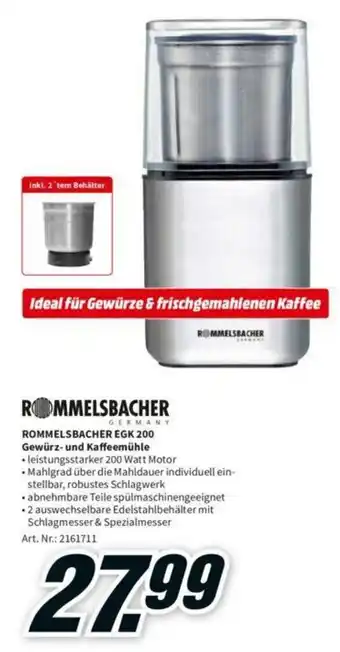 MediaMarkt Rommelsbacher EGK 200 Gewürz und Kaffeemühle Angebot