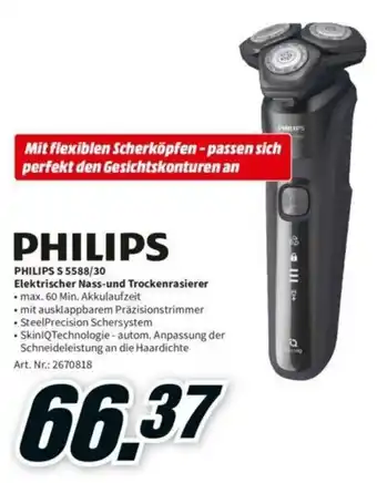 MediaMarkt Philips S 5588/30 Elektrischer Nass und Trockenrasierer Angebot