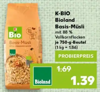 Kaufland K-BIO Bioland Basis-Müsli 750 g Beutel Angebot