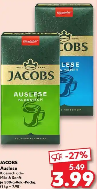 Kaufland JACOBS Auslese 500 g Vak. Packg. Angebot