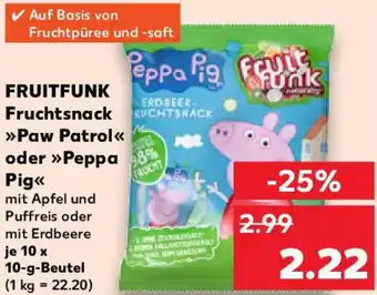 Kaufland FRUITFUNK Fruchtsnack Paw Patrol oder Peppa Pig 10x10 g Beutel Angebot