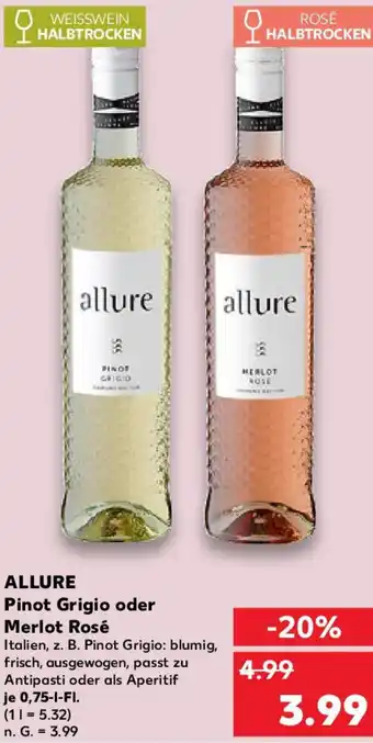 Kaufland ALLURE Pinot Grigio oder Merlot Rosé 0,75 L-Fl. Angebot