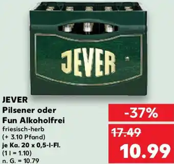 Kaufland JEVER Pilsener oder Fun Alkoholfrei je Ka. 20 x 0,5-I-FI. Angebot