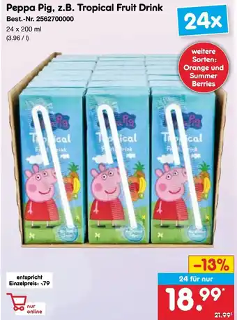 Netto Marken-Discount Peppa Pig, z.B. Tropical Fruit Drink 24x200 ml Angebot