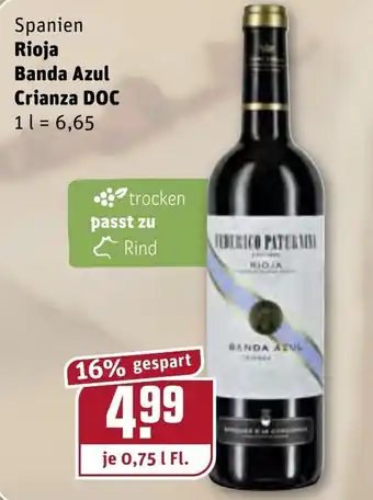 REWE Spanien Rioja Banda Azul Crianza DOC 0,75L Angebot