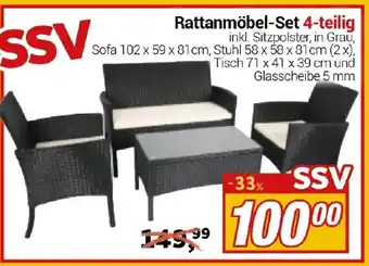CENTERSHOP Rattanmöbel-Set 4-teilig Angebot