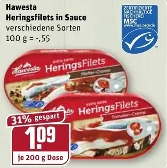 REWE Hawesta Heringsfilets in Sauce 200g Angebot