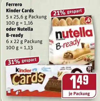 REWE Ferrero Kinder Cards 5x25,6G oder Nutella B-ready 6x22g Angebot