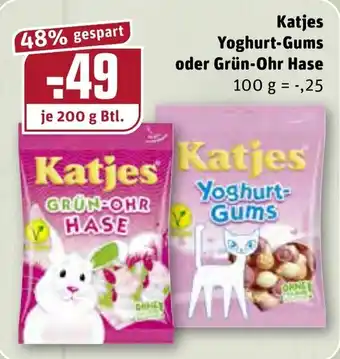 REWE Katjes Yoghurt Gums oder Grün Ohr Hase 200g Angebot