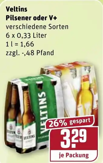 REWE Veltins Pilsener oder V+ 6x0,33L Angebot