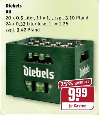 REWE Diebels Alt 20x0,5L Angebot