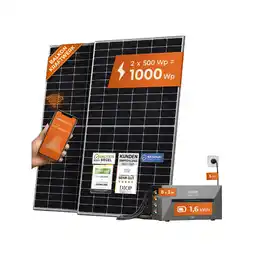 Netto Marken-Discount Solarway All In One 1000W Balkonkraftwerk komplett Solarpaket mit 1,6 kWh Anker Solix 2 PRO Speicher, Plug&Play Angebot