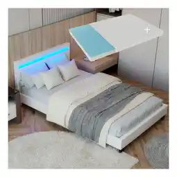 Netto Marken-Discount Juskys Polsterbett Verona 90x200 cm weiß mit Matratze – Einzelbett + LED-Beleuchtung & Lattenrost Angebot