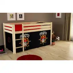 Netto Marken-Discount Vipack Spielbett Pino mit Textilset Pirates, Kiefer massiv natur lackiert Angebot