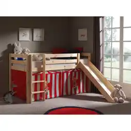 Netto Marken-Discount Vipack Spielbett Pino mit Rutsche und Textilset Zirkus, Kiefer massiv natur lackiert Angebot