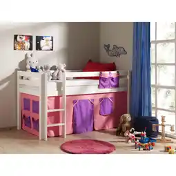 Netto Marken-Discount Vipack Spielbett Pino mit Textilset Bella, Kiefer massiv weiss lackiert Angebot