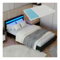 Netto Marken-Discount Juskys Polsterbett Verona 90x200 cm schwarz mit Matratze – Einzelbett + LED-Beleuchtung & Lattenrost Angebot