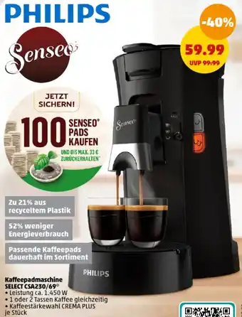 PENNY PHILIPS Kaffeepadmaschine SELECT CSA230/69 Angebot