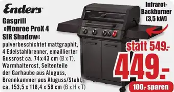 B1 Discount Baumarkt Enders Gasgrill Monroe ProX 4 SIR Shadow Angebot