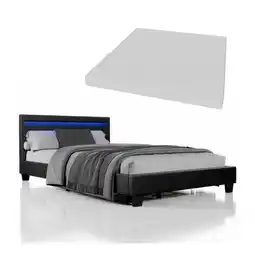 Netto Marken-Discount Juskys Polsterbett Verona schwarz | 120×200 cm | Bettgestell LED-Beleuchtung, Lattenrost & Matratze Angebot