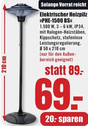 B1 Discount Baumarkt Elektrischer Heizpilz PHE-1500 BS Angebot