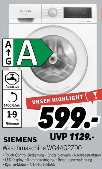 MEDIMAX SIEMENS Waschmaschine WG44G2Z90 Angebot