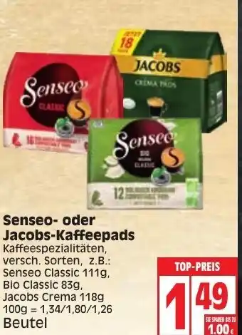 Edeka Senseo oder Jacobs Kaffeepads Angebot