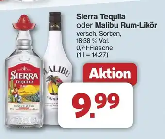 Famila Nord West Sierra Tequila oder Malibu Rum-Likör Angebot