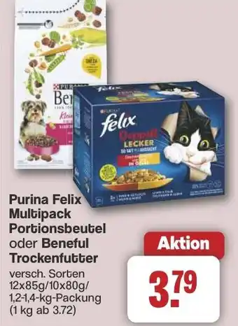 Famila Nord West Purina Felix Multipack Portionsbeutel oder Beneful Trockenfutter Angebot