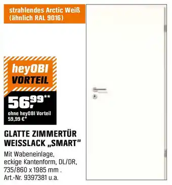OBI Glatte zimmertür weisslack ,,smart" Angebot