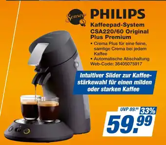 expert Techno Land PHILIPS Kaffeepad-System CSA220/60 Original Plus Premium Angebot