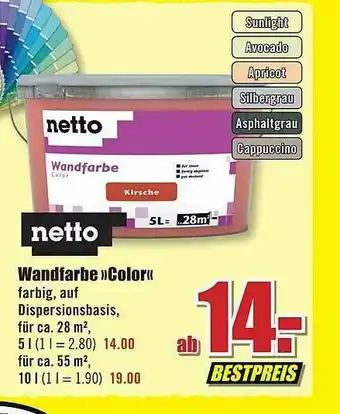 B1 Discount Baumarkt Netto Wandfarbe „color” Angebot